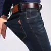 Мужские джинсы oussyu Summer Men Brand Business Casual Stent Slim Denim Bants светло-голубые черные тонкие брюки Мужской большой размер 28-35 40