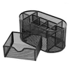 Sacs de rangement Mesh Pen Organizer 9-Grid Box Porte-crayon de bureau Home Art Supply Metal Desk Stationary