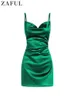 Grundläggande avslappnade klänningar Satinklänning 90 -tal Sheeny Draped Slip Satin Cocktail Dress Evening Dresses For Day and Night Party Elegant Women BodyCon Sexy 230715