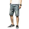 Shorts Jeans Masculino Personalidade de Verão 5 Calças Médias Masculino Moda Solta Denim Curto Jeans na Altura do Joelho Roupas Masculinas de Cowboy