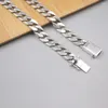 Цепи Pure 925 стерлингового серебряного ожерелья Женщины Lucky Gift Square 7mm Curb Link Chain 24inch/ 61g