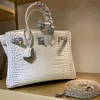 Lederen platina luxe handtas Himalayan diamant gesp tas grote capaciteit messenger tas himalayan witte diamanten tas krokodil patroon damestas