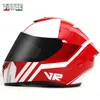 Motorhelmen DOT-helm Heren Dames Volledige zwarte lens Gepersonaliseerde Street Running Virtual White Cascos Para Moto