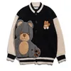 Men's Sweaters Cartoon Sweater Cardigan Men Women Furry Bear Embroidery Winter Hip Hop Knitwear Japanese Street Jacket Ugly