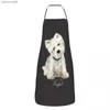 Westie West Highland White Terrier Dog Aprons Men Adult Unisex Kitchen ChefBib Tabier Cuisine Cooking Baking Gardening L230620