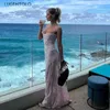 Casual Dresses Women Sexy Perspective Dress Beach Floral Slip Spaghetti Strap Sleeveless Slim Lady Empire Summer Big Swing Thin Clothing