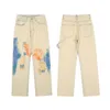 Jeans Masculino 2023 Chegada Pintado à Mão Grafite Furo Rasgado Calças Masculinas Hip Hop Femininas Calças Denim Casuais