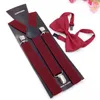 Sırıştırıcılar Erkek Sukçuklular Bow Ties Set Kadın Düzenleri Bowtie Yback Ayarlanabilir Clipon Elastik Askı Erkek Kemer Straps 230717