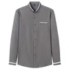Camicie eleganti da uomo Mens 5XL Oxford Casual Cotton Solid Manica lunga Top Quality Slim Fit No Fade Shrink Stand Camicetta colletto cinese