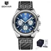 Armbandsur Benyar Design Fashion Men's Quartz Watch 42mm Top Brand Hardlex 30m vattentät för män LD53 Move Chronograph Reloj Hombre