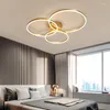 Lustres Nordic Golden Coffee Luster Ring Luzes de teto Círculo redondo para quarto Sala de estar Restaurante Iluminação