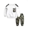 Ensembles de vêtements Adolescent Enfants Vêtements Bébé Garçons Costume Lettre Survêtement Camouflage Tops Pantalon 2 PCS Enfants Garçon Tenues D'hiver Ensemble Roupa Infantil