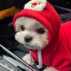 Vêtements pour chiens mignon manteau avec chapeau chiens sweat à capuche rouge vieil homme sur animal de compagnie vêtements d'hiver pour chiot petit moyen grand