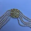 Catene annodate a mano 5 file naturali 5-6 mm bianco quasi rotondo perla d'acqua dolce temperamento micro intarsio collana zircone 45-60 cm