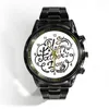 손목 시계 트렌드 캘린더 시계 패션 남성의 클래식 흑백 다이얼 쿼츠 시계 레이디 손목