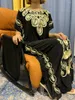 Etniska kläder abayas för kvinnor 2023 Pure Applique Ice Silk Embroider Loose Slim Jilbab African Islamic Kaftan Muslim Dresses With