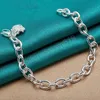 925 Sterling Silver Rose Flower Pendant Armband Tjock kedja för kvinna Charm Wedding Engagement Party Fashion Jewelry