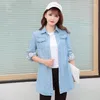 Frauen Blusen Lange Ärmel Jeans Shirts Frauen Oberbekleidung 2023 Frühling Herbst Koreanische Dünne Student Weibliche Casual Denim Jacke Outwear