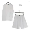 Men's Tracksuits High-quality Cotton Silk Summer Vest Shorts Suit Gray Casual Clothing Comfortable Pajamas Large Size Fat Man