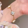 Mode classique 4/trèfle à quatre feuilles bracelets porte-bonheur chaîne en or 18 carats agate nacre pour femme fille mariage fête des mères bijoux femmes