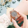 Relojes de pulsera para mujer, reloj con cielo estrellado, moda clásica de lujo para mujer, relojes de pulsera de cuarzo de cuero, reloj femenino, gota