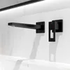 Badrumsvaskar kranar bassängblandare väggmonterade kranar kranar 2 håls svarta barer dubbla handtag