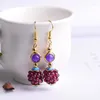 Dangle Earrings Light Yellow Gold Color Garnet Stone Beads Drop For Women Classic Style Jewelry