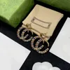 Fashion letters color diamond Dangle Chandelier earrings women's 14K gold retro luxury designer earrings for women party Equipment Memorial Day Gift Jewelry