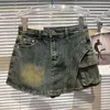 Jeans womens prepomp 2023 collezione estiva vintage grandi tasche in denim shorts gonna donna corta 840