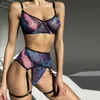 Tie Dye Sexy Lingerie Bra Set Fancy Erotiic Underwear Women Uncensored Intime See Through My Sensual Outfits and Panty 230717