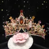 1 Pz 15x7 cm gran corona copricapo da sposa della sposa fatto a mano super fata strass colorato principessa festa di compleanno corona L230704
