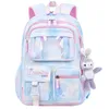 Mochila infantil fantasia de 1 a 6ª série, escola primária, meninas, geladeira, porta aberta, leve e de grande capacidade, mochilas infantis com pingente de boneca