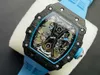 Richrsmill Watch Swiss Watch vs Factory Carbon Fiber Automatic Men Wrist RM53-01 Real JSML完全なサファイアミラーNTPTファイバーケースラバーストラップ3UZU750L