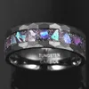 Bröllopsringar Bonlavie 8mm Starry Sky Bottom Abalone Shell Edge Hammered Lasa Black Tungsten Carbide Ring Men's Rings Good Quality 230717