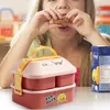 Dinnerware Sets Children Bento Box Kawaii Double-layer Divided Lunch Stupid Duck Compartment For Adults Students Office Workers