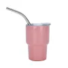 2oz 3oz Sublimation Mini Shot Glass Tumbler Stainless Steel Wine Beer Cup with straw and lid Wholesale