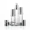 Storage Bottles High-grade Silver 10ml 15ml 20ml 30ml Vacuum Refillable Lotion AS Airless Pump Bottle Makeup Tools 10pcs/lot