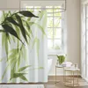Cortinas de chuveiro verde bambu paisagem cortina de chuveiro acessórios do banheiro panda arte pintura cortina do banheiro à prova dwaterproof água gancho decoração casa