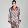 Mäns sömnkläderfjäder och höstpyjamas sätter silke långärmad nattkläder pyjamas kostym hem slitage loungewear