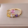 Band Rings Colored Zircon Pink Heart Rings For Women Stainless Steel Heart Adjustable Ring 2023 Trending Aesthetic Wedding Jewerly Gift R230726