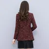 Ternos femininos xadrez terno de lã casaco feminino 2023 primavera outono coreano manga longa blazer fino jaqueta feminina casual escritório senhoras sobretudo tops