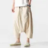 남성용 바지 일본 스타일의 넓은 다리 캐주얼 크로스 바지 남성 패션 패션 헐렁한 큰 크기 하렘 팬츠 여름/가을 남자 조깅 요가화물 바지