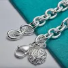 925 Sterling Silver Rose Flower Pendant Armband Tjock kedja för kvinna Charm Wedding Engagement Party Fashion Jewelry