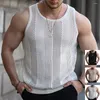 Regatas masculinas 2023 top de verão com renda vazada, camisas sem mangas, roupas masculinas, ajuste fino, roupas de ginástica, treino, colete sólido