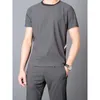 Survêtements pour hommes Arrivée Cool Et Mince T-shirt À Manches Courtes Pantalon Deux Pièces Ensemble Solide Chemise Pantalon Accueil Costumes Homme Taille M-5XL 956