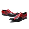 Männer Kleid Schuhe Formale Leder Schuhe Männer Vintage Metall Spitz Zapatos Hombre Rot Party und Hochzeit Schuhe Männer