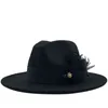 Szerokie brzegowe czapki wiadra czapki białe wełniane kobiety fedora czapka fedora na zimową jesień eleganckie eleganckie floppy cloche szerokie brzegi mężczyzn Jazz Caps 230717