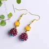 Dangle Earrings Light Yellow Gold Color Garnet Stone Beads Drop For Women Classic Style Jewelry