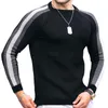 Pulls pour hommes automne et hiver gaufré à carreaux à manches longues col rond contrastant coupe ajustée bas sport décontracté chemise en tricot hommes