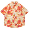 Chemises décontractées pour hommes Summer Men Bouton Hawaiian Shirt Hip Hop Flower Graphic Pleach Blouse Blouse Streetwear Haruku Fashion Aloha